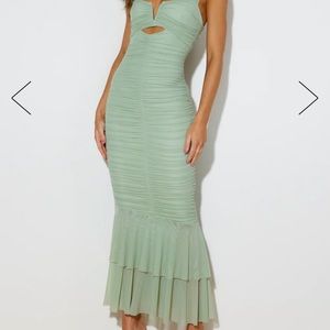 PARTY PAL MIDI DRESS PISTACHIO